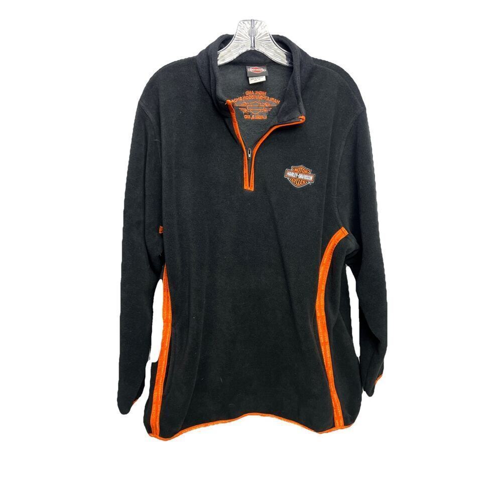 Harley Davidson Fleece Pullover Womens 1W Black 1/4 Zip Biker
